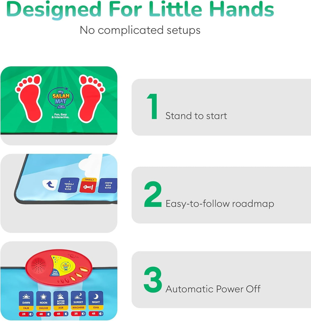 Educational Interactive Prayer Mat for Kids – Touch Sensitive Salah Mat with Audio Guidance & 7 Language Support