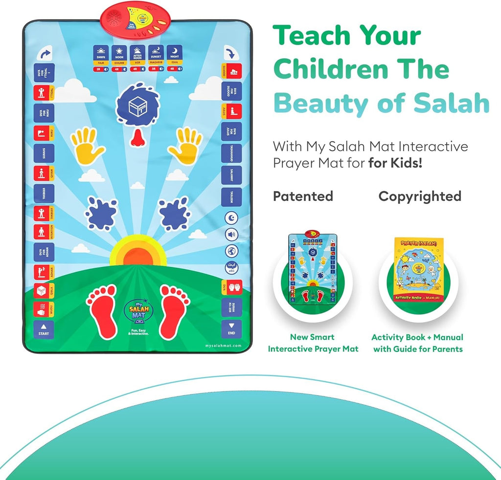 Educational Interactive Prayer Mat for Kids – Touch Sensitive Salah Mat with Audio Guidance & 7 Language Support