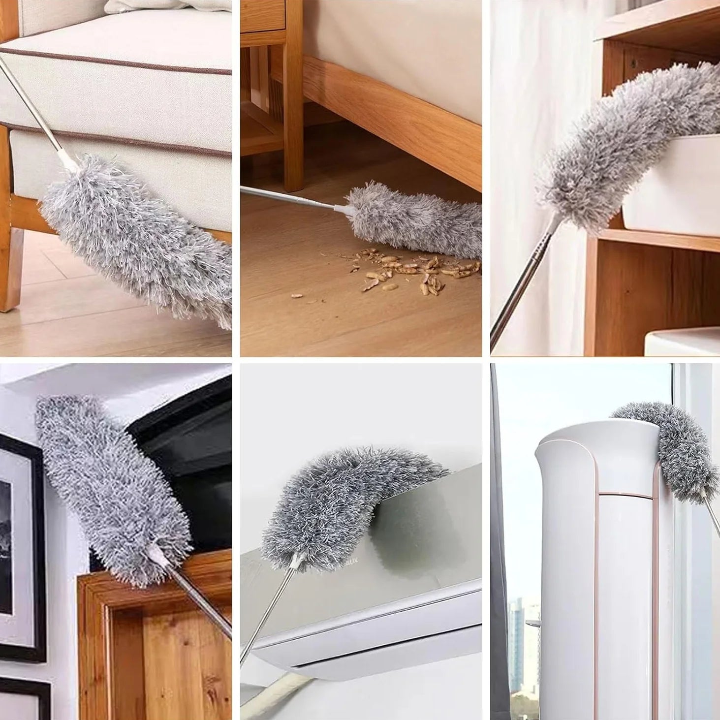 Microfiber Fan Duster – Telescopic Extendable 360° Flexible Dust Cleaner for Home & Office Use