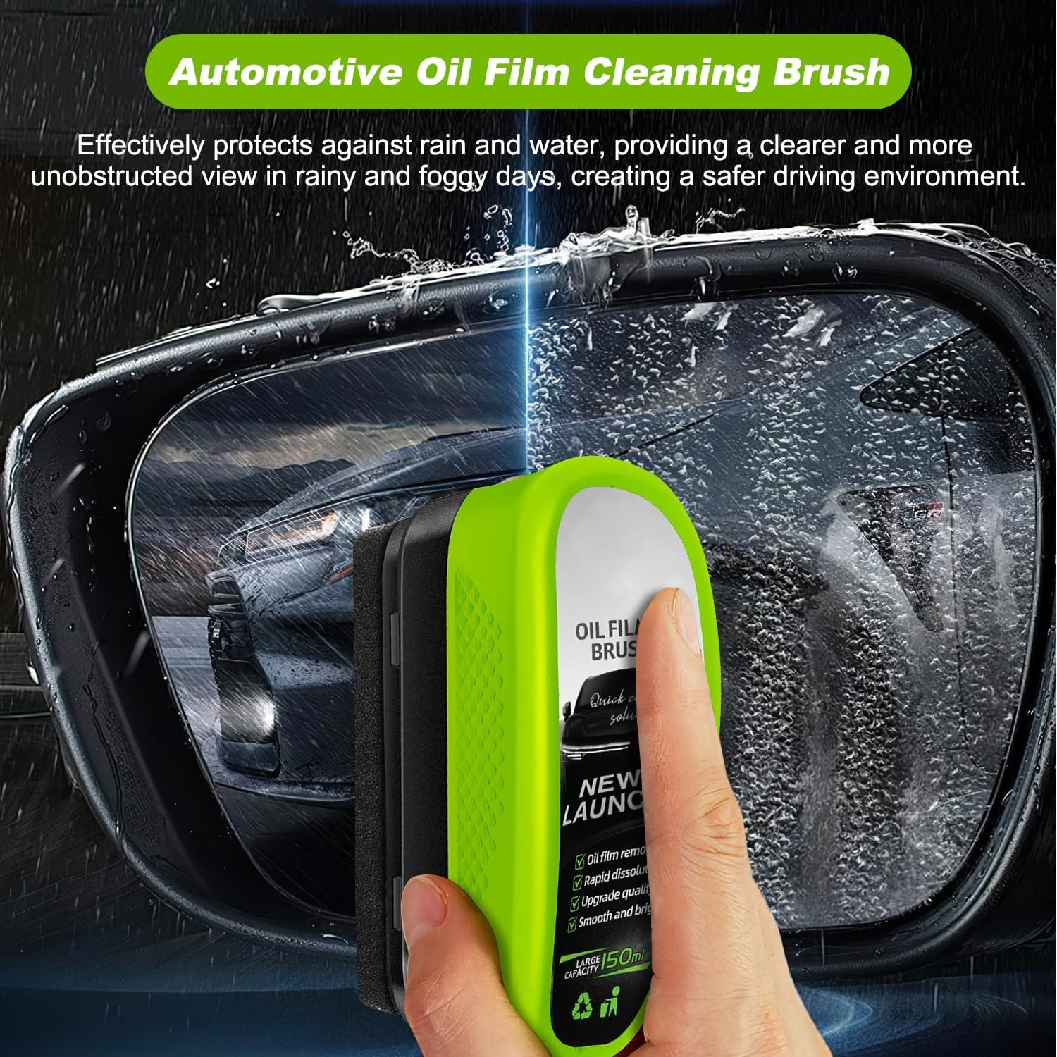 Universal Glass Cleaner – Car Windshield Oil Film Cleaner Brush with Bottle Included