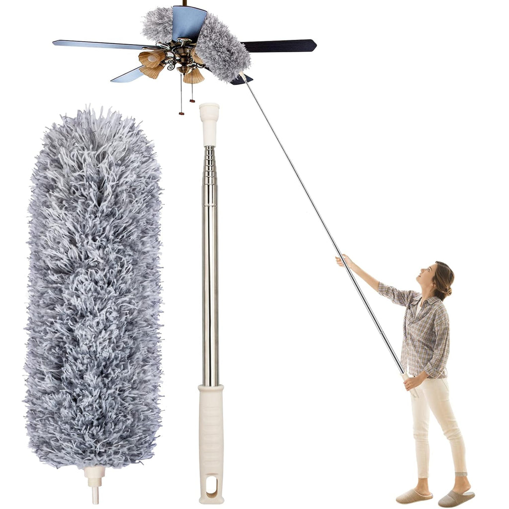 Microfiber Fan Duster – Telescopic Extendable 360° Flexible Dust Cleaner for Home & Office Use