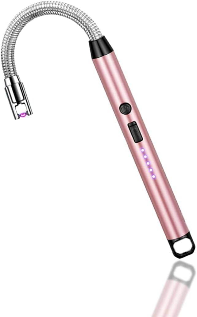 360° Outdoor Kitchen USB Rechargeable Arc Lighter – Flexible Neck, Windproof & Safety Lock Design (Random Color)