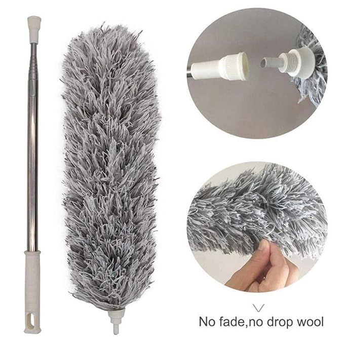 Microfiber Fan Duster – Telescopic Extendable 360° Flexible Dust Cleaner for Home & Office Use