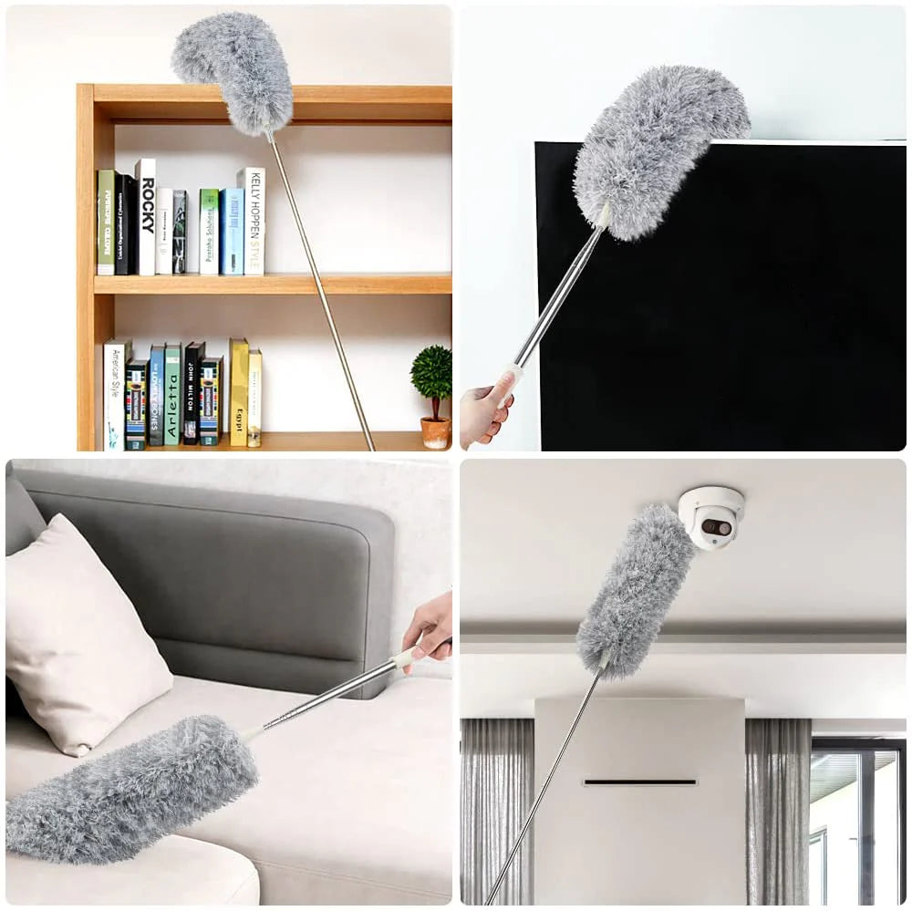 Microfiber Fan Duster – Telescopic Extendable 360° Flexible Dust Cleaner for Home & Office Use